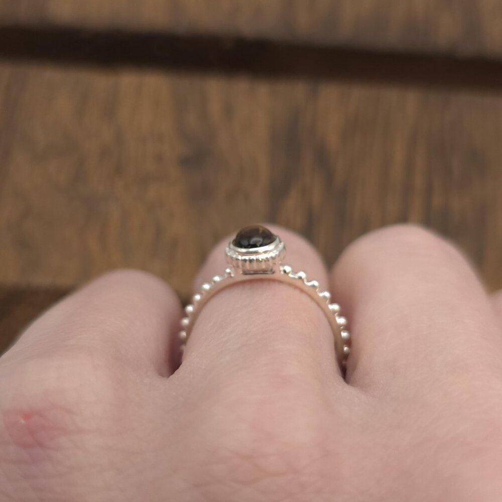 Size 8 Sterling Silver Round Tiger's Eye Stone Ring A1166 - Picture 3 of 7